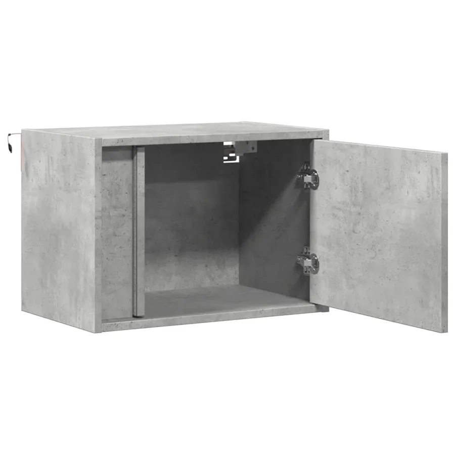 Table de chevet murale avec lumières LED gris béton - 7