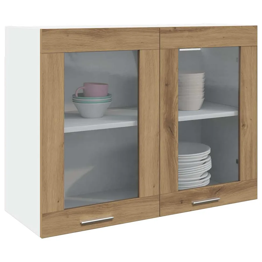 Vitrine suspendue "Lyon" Chêne artisanal 80 x 31 x 60 cm Bois d'ingénierie