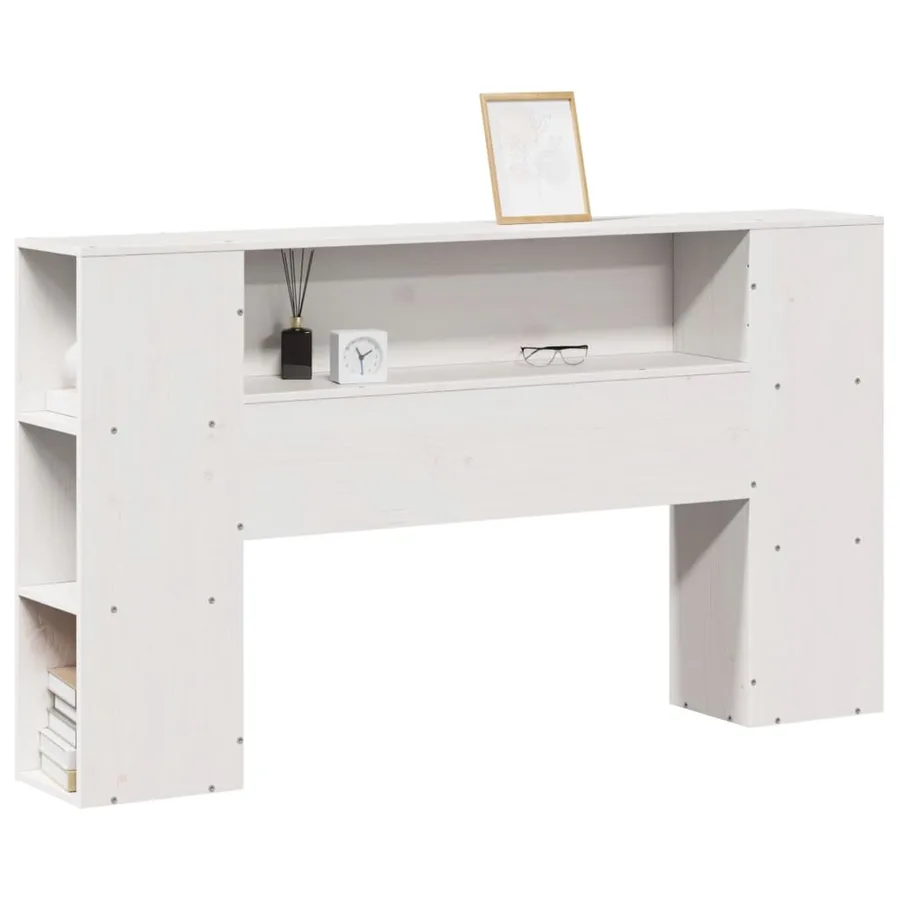 Tête de lit avec rangement blanc 160 cm bois massif de pin - 2