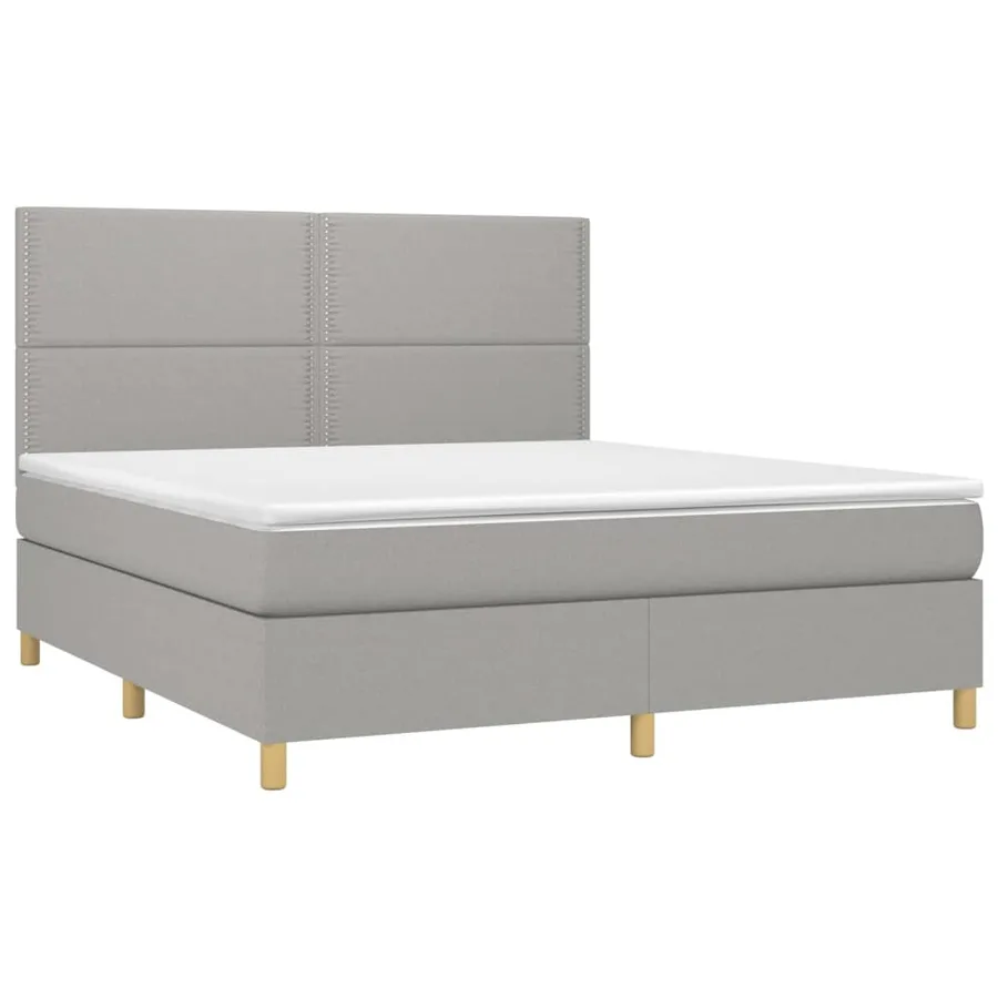 Sommier à lattes de lit avec matelas Gris clair 180x200cm Tissu - 3