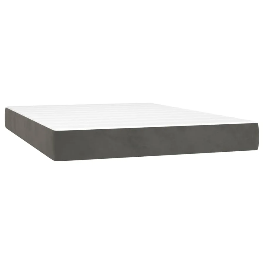 Sommier à lattes de lit matelas et LED Gris foncé 140x200 cm - 6