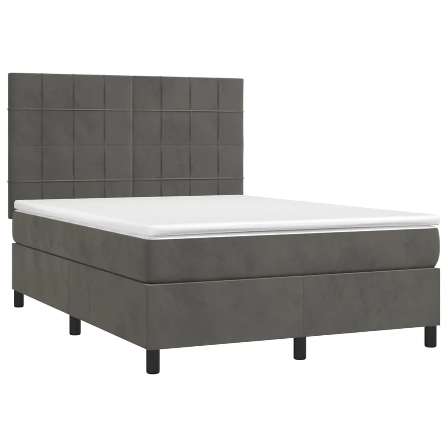 Sommier à lattes de lit et matelas Gris foncé 140x190cm Velours - 3