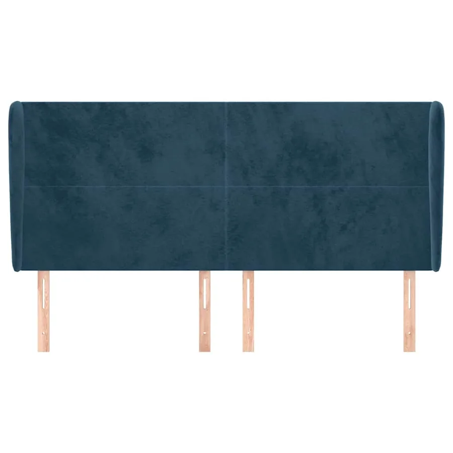 Tête de lit avec oreilles Bleu foncé 183x23x118/128 cm Velours - 3