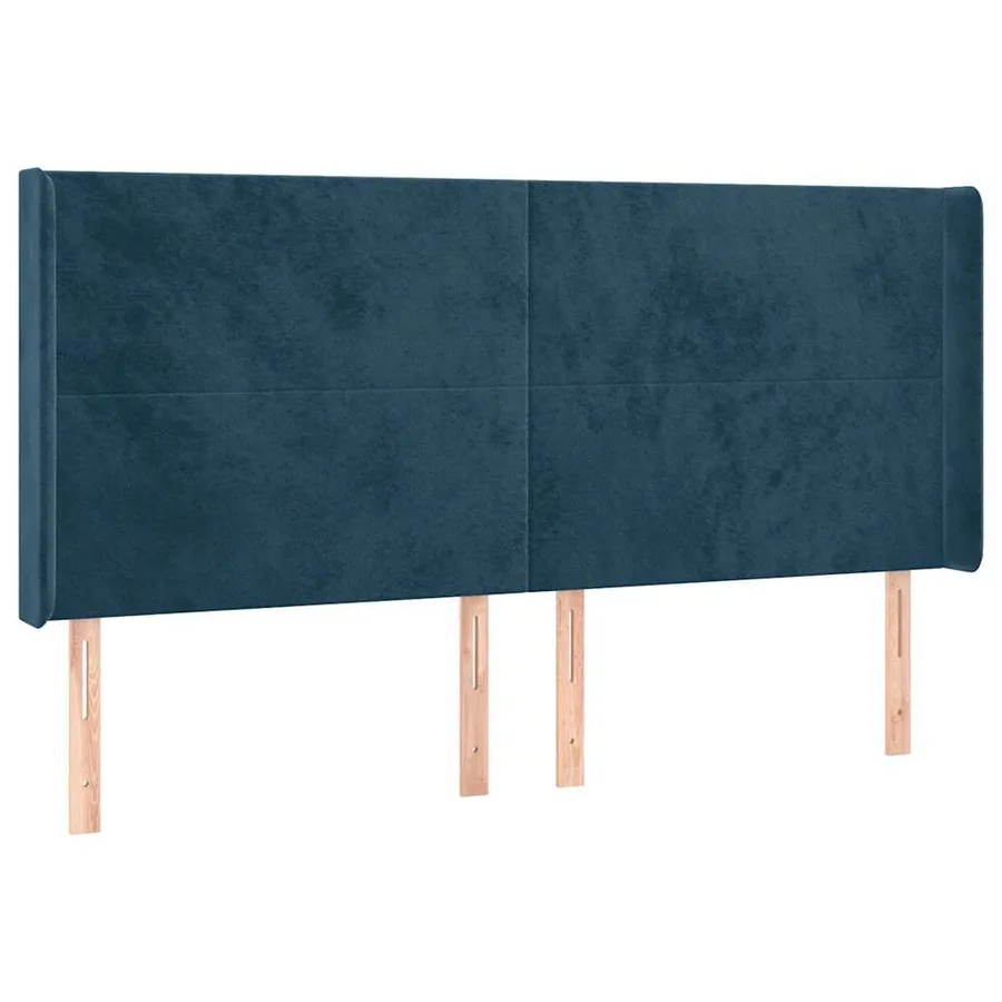 Tête de lit avec oreilles Bleu foncé 183x16x118/128 cm Velours - 2