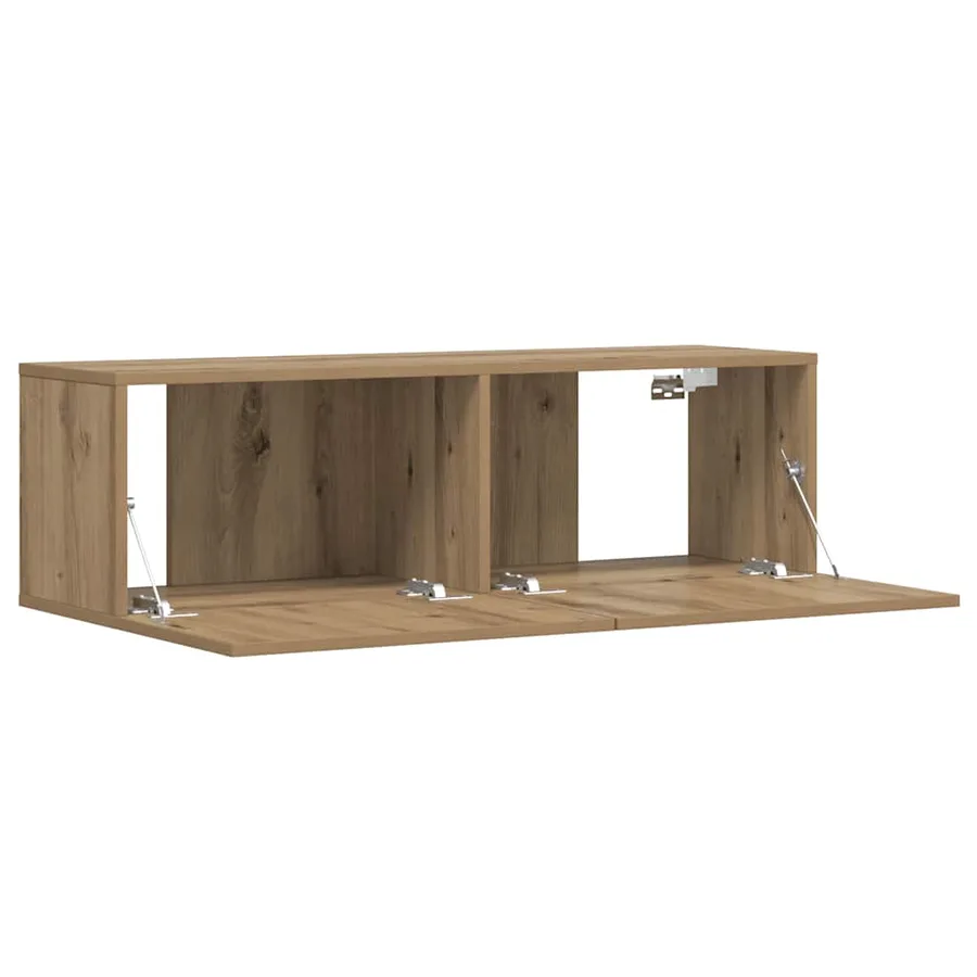 Meuble TV mural chêne artisanal 100x30x30 cm bois d'ingénierie - 3