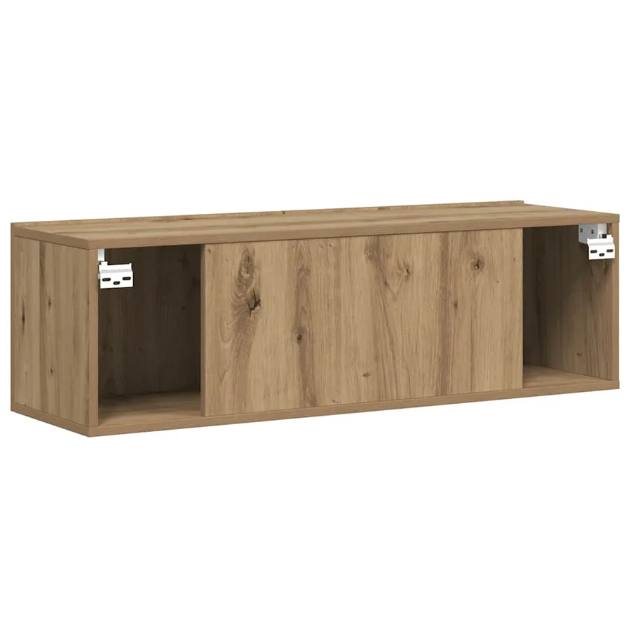 Meuble TV mural chêne artisanal 100x30x30 cm bois d'ingénierie - 6