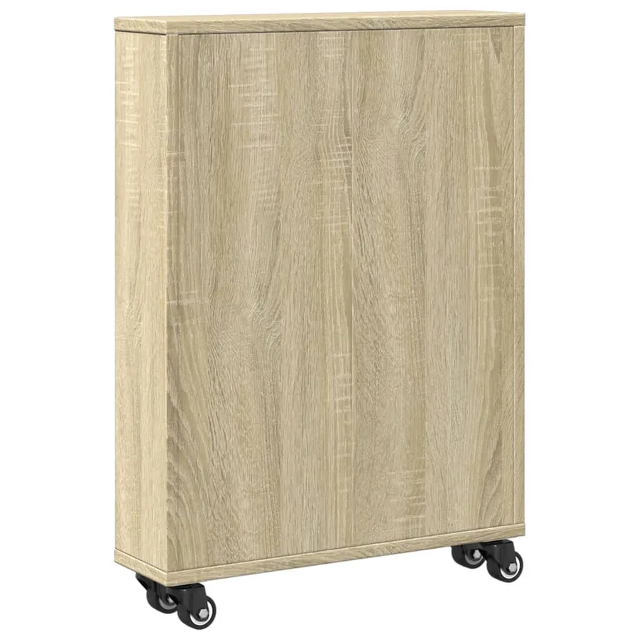 Chariot de rangement étroit Chêne Sonoma 48 x 13 x 68 cm Bois d'ingénierie - 6