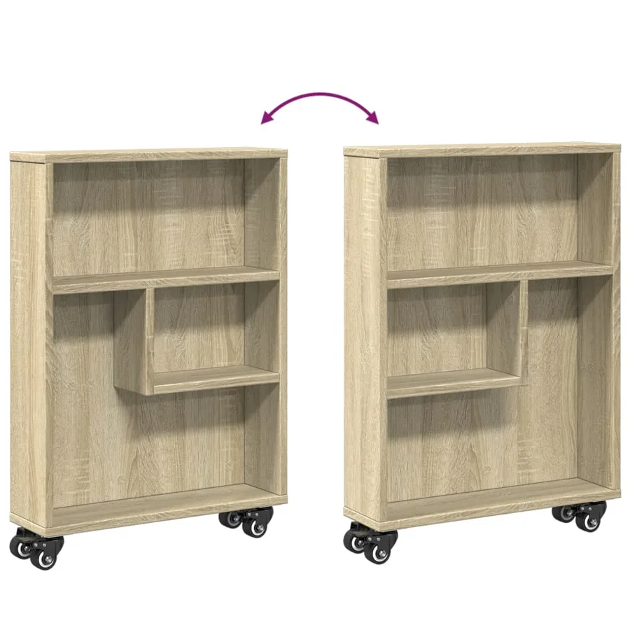 Chariot de rangement étroit Chêne Sonoma 48 x 13 x 68 cm Bois d'ingénierie - 7