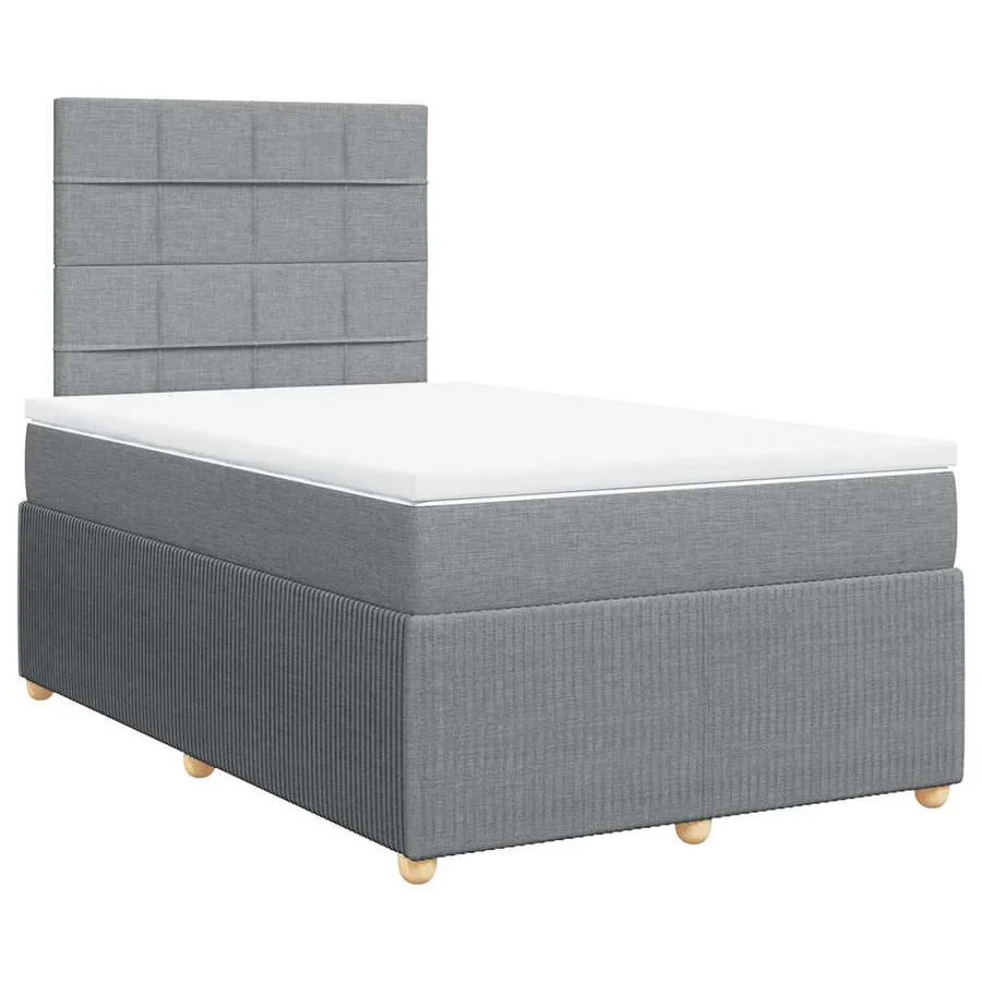 Sommier à lattes de lit et matelas gris clair 120x190 cm tissu - 2
