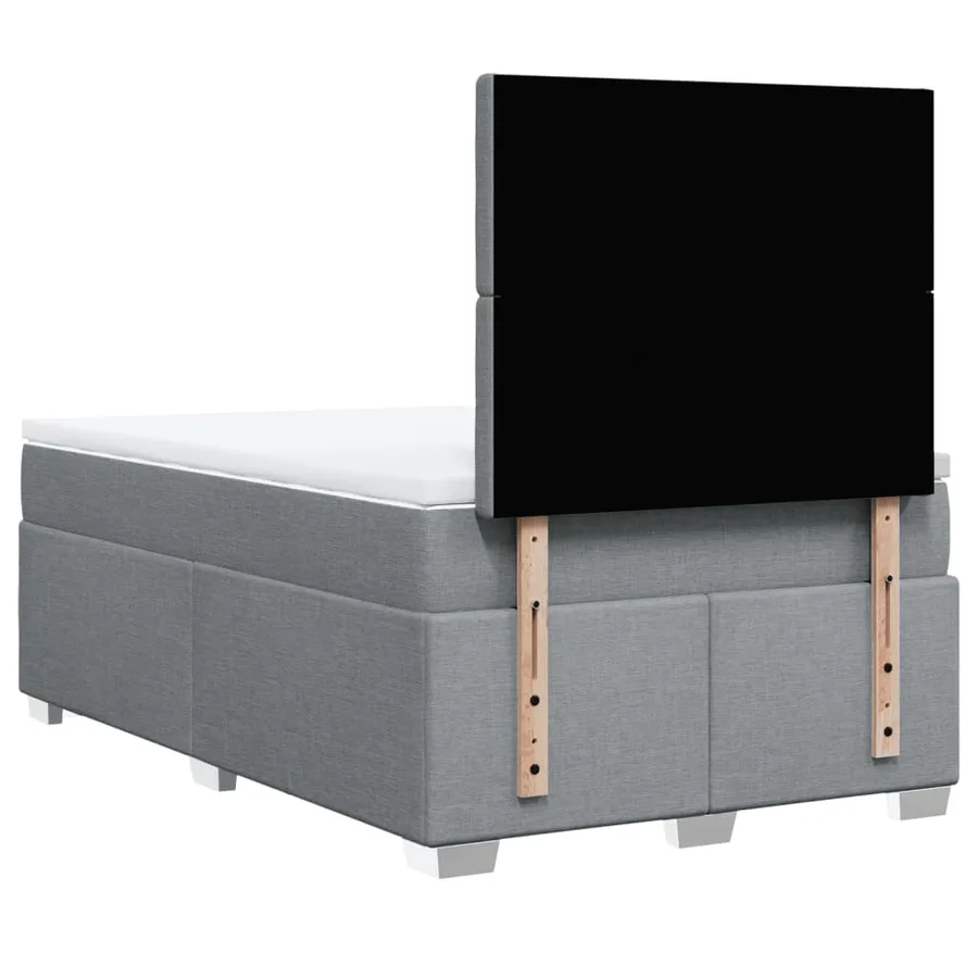 Sommier à lattes de lit et matelas gris clair 120x190 cm tissu - 12