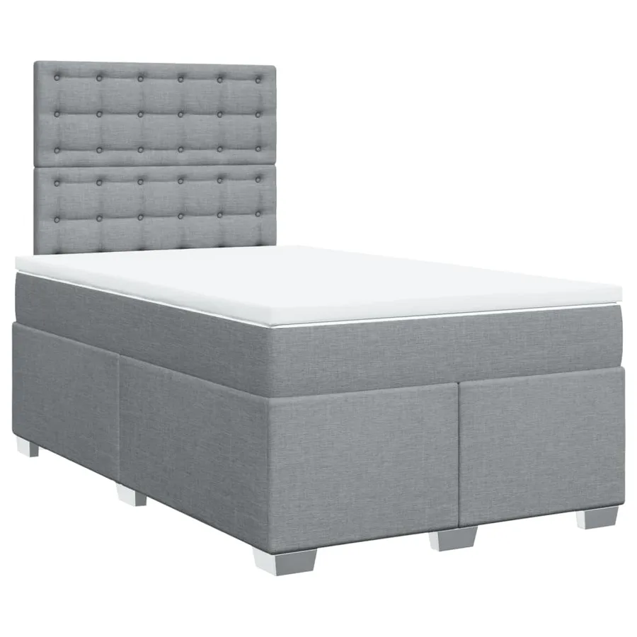 Sommier à lattes de lit et matelas gris clair 120x190 cm tissu - 3