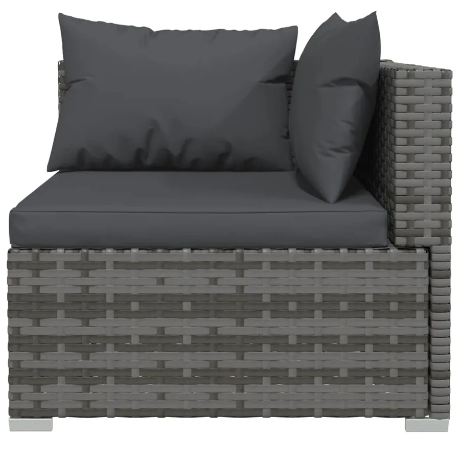 Salon de jardin 12 pcs avec coussins Gris Résine tressée - 4