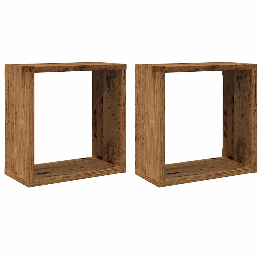 Étagères cube murales 2 pcs vieux bois 30x15x30 cm - 2