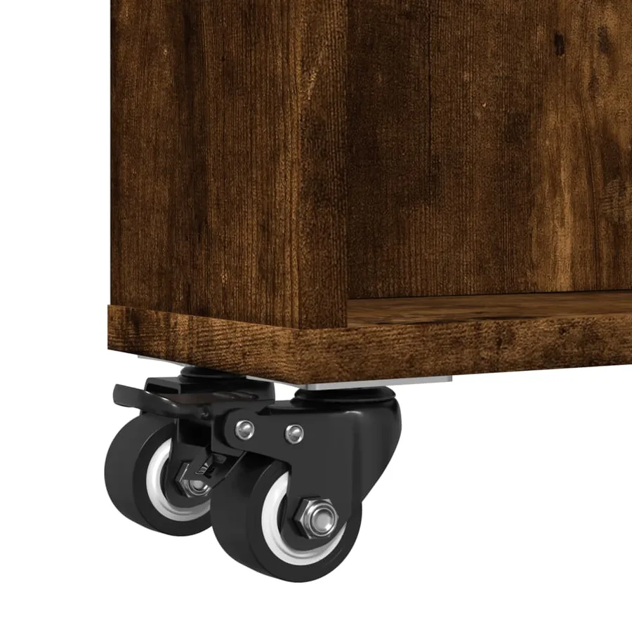Chariot de rangement étroit chêne fumé bois d'ingénierie - 8