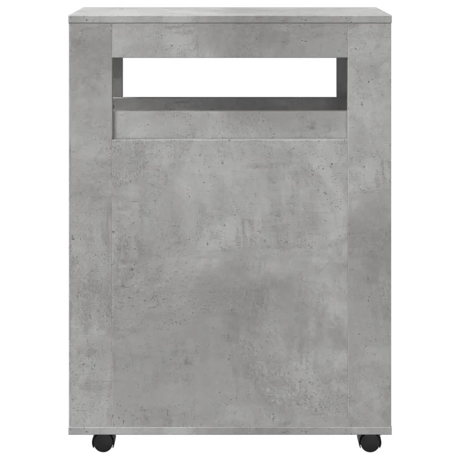 Meuble étroit de salle de bain à roulettes gris béton - 4