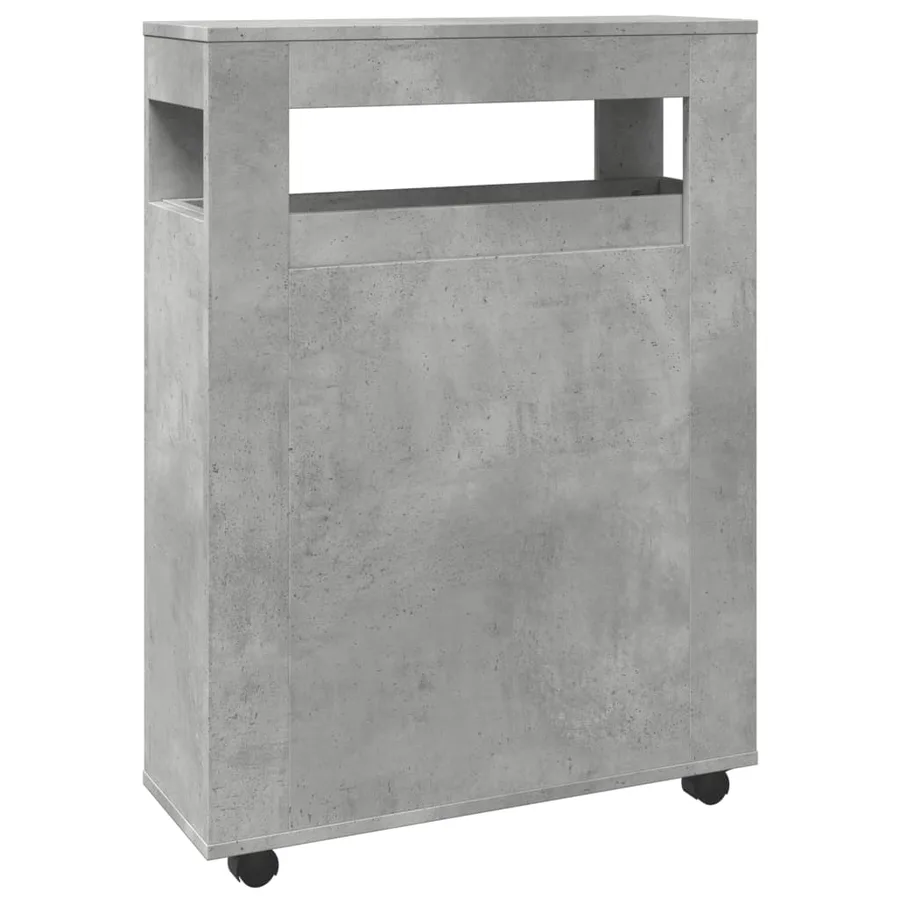 Meuble étroit de salle de bain à roulettes gris béton - 6