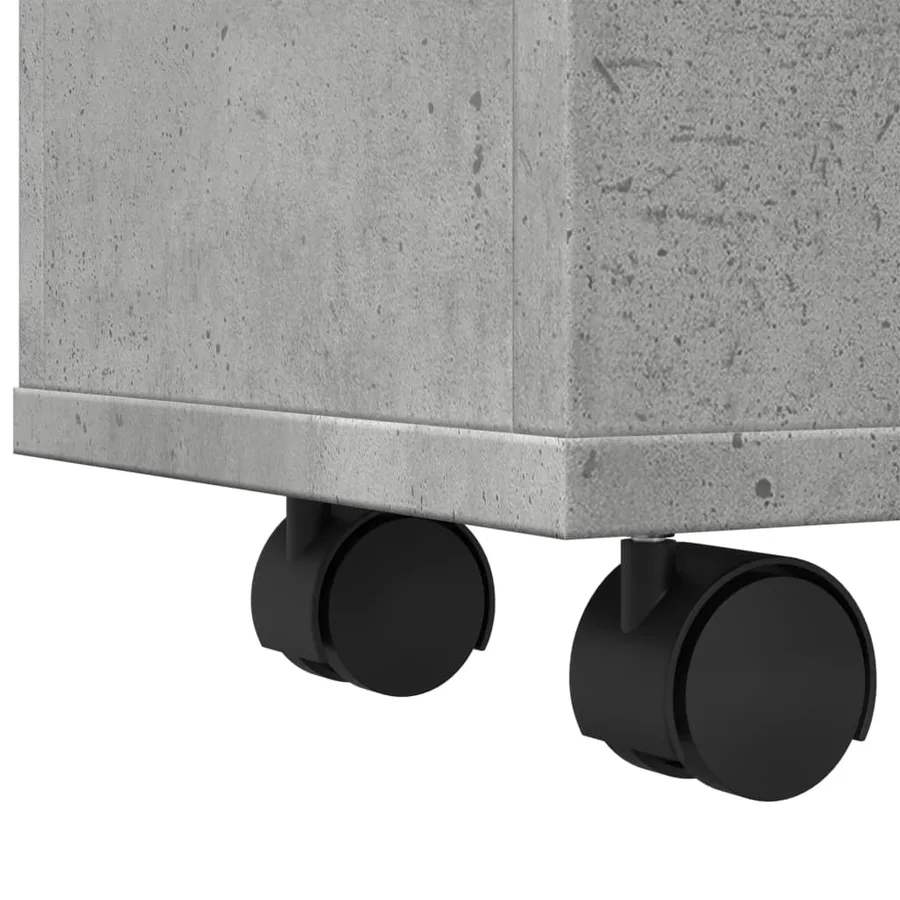 Meuble étroit de salle de bain à roulettes gris béton - 8