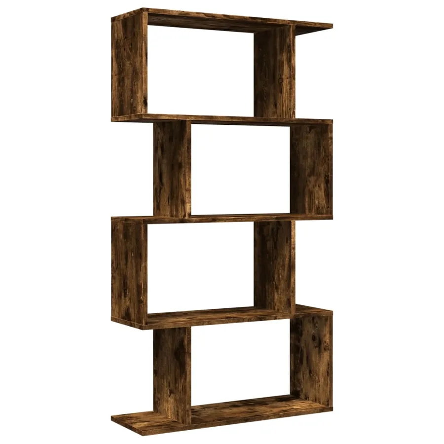 Étagère séparatrice de pièce à 4 niveaux chêne fumé 70x24x129cm - 2