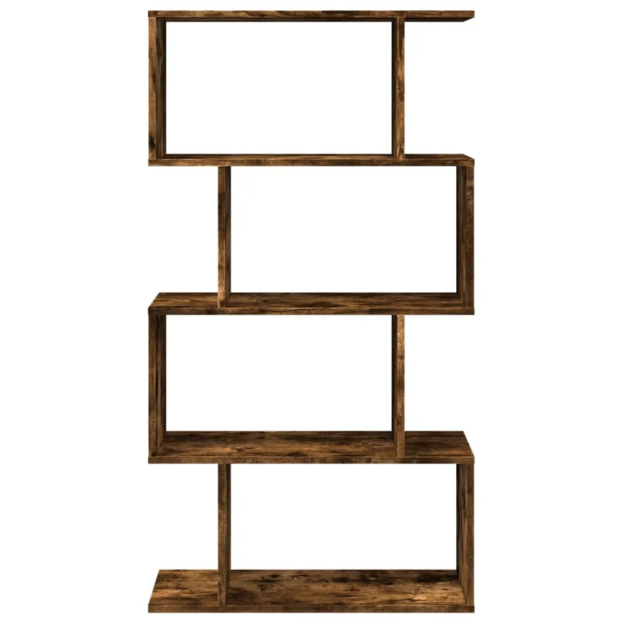 Étagère séparatrice de pièce à 4 niveaux chêne fumé 70x24x129cm - 5