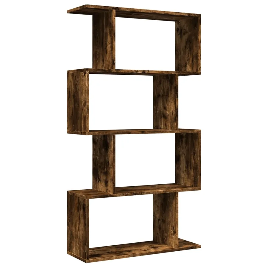 Étagère séparatrice de pièce à 4 niveaux chêne fumé 70x24x129cm - 6