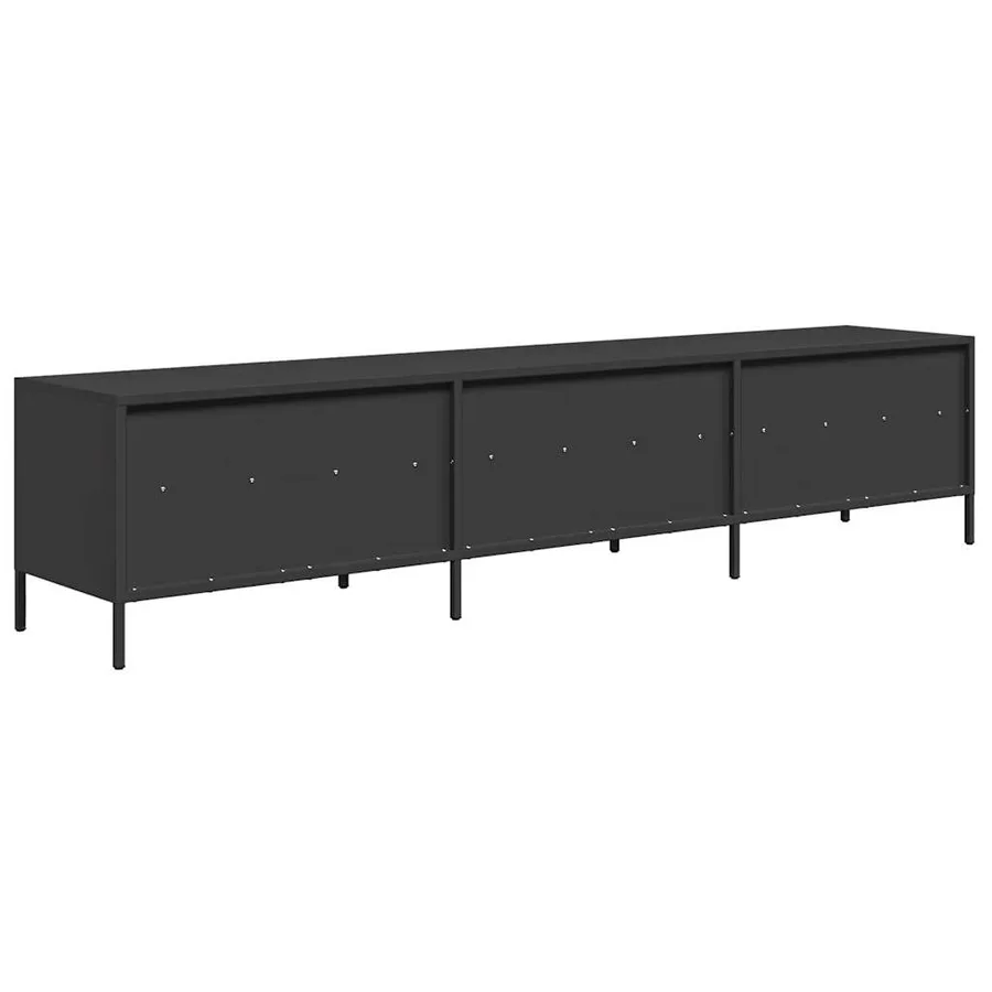Meuble TV noir 202x39x43,5 cm acier laminé à froid - 7