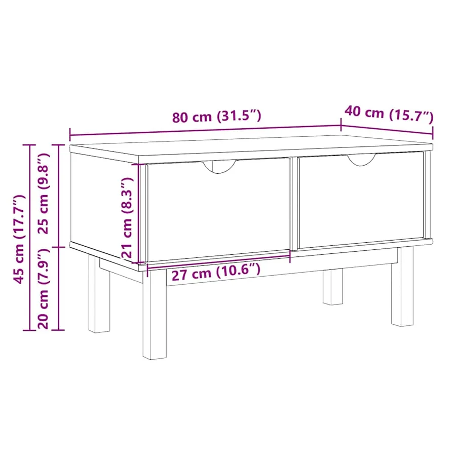 Banc de couloir OTTA 80x40x45 cm bois de pin massif - 9