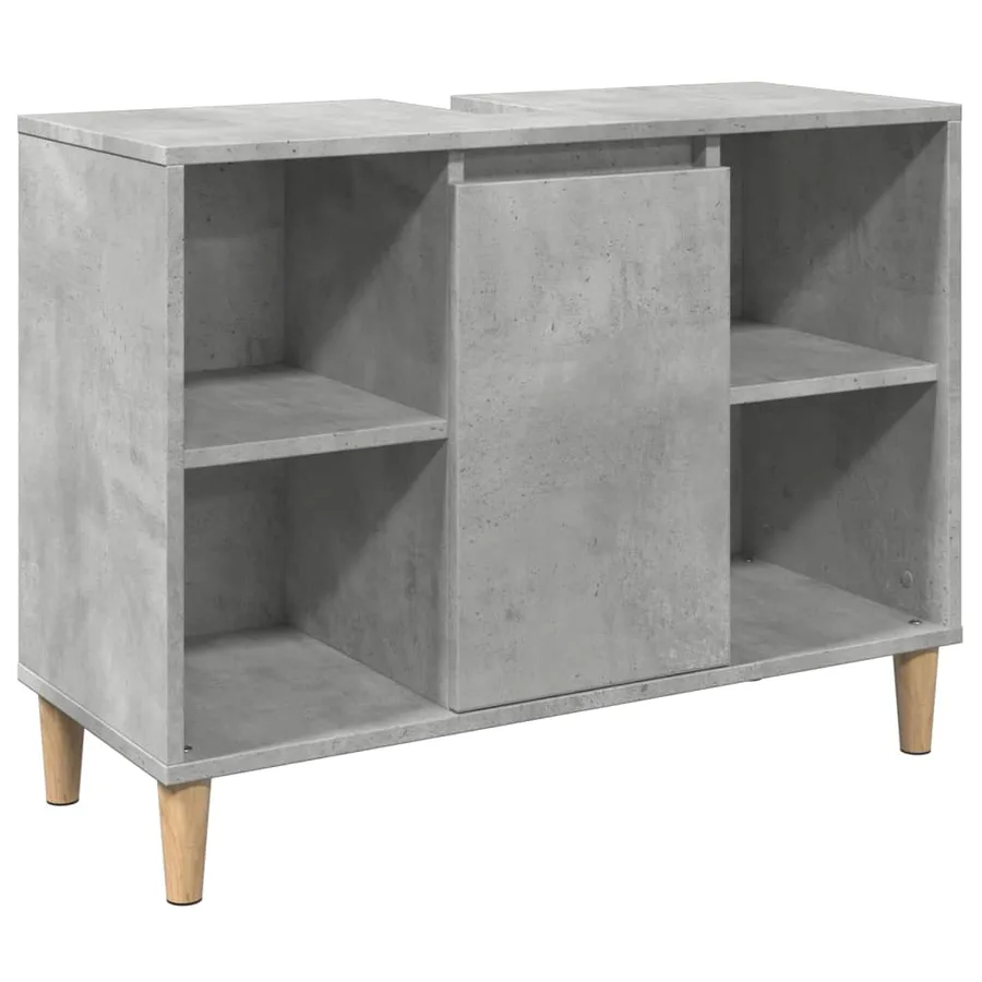 Armoire salle de bain gris béton 80x33x60cm bois d'ingénierie - 2