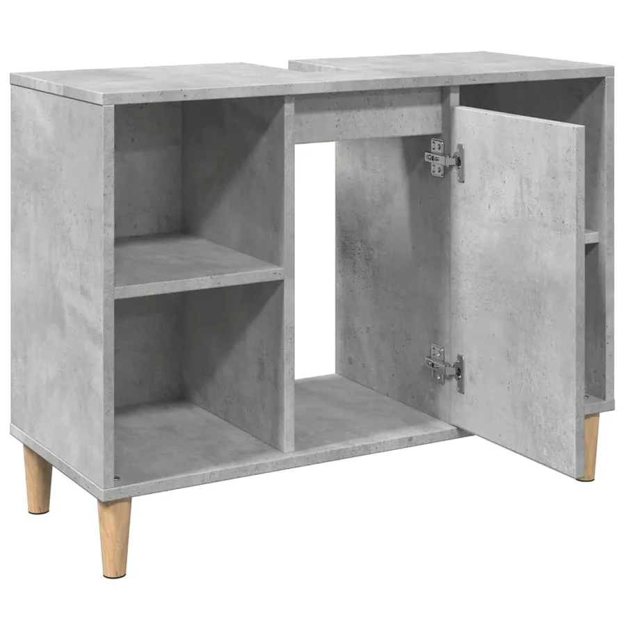 Armoire salle de bain gris béton 80x33x60cm bois d'ingénierie - 6
