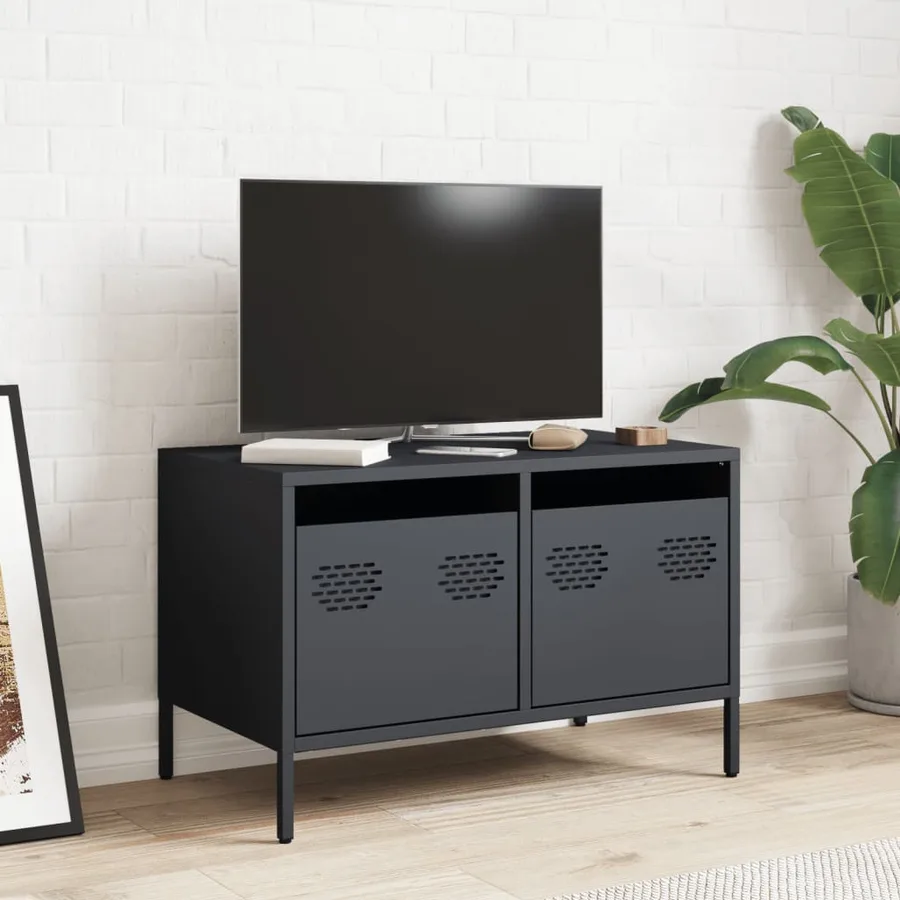 Meuble TV anthracite 68x39x43,5 cm acier laminé à froid - 3