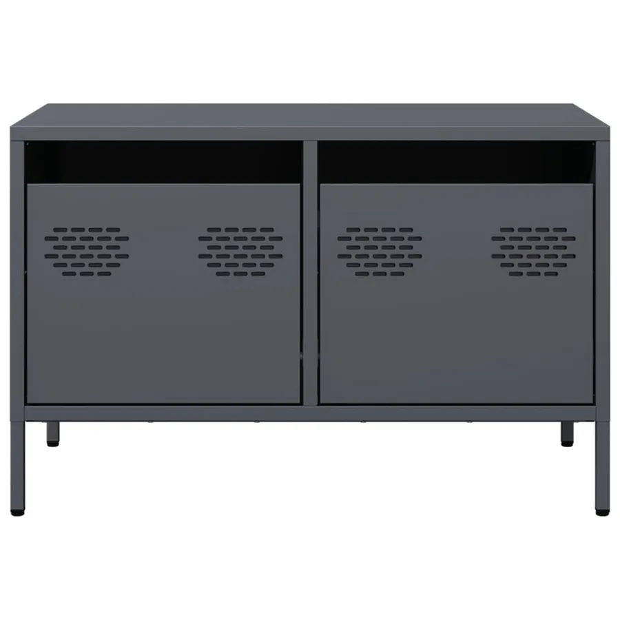 Meuble TV anthracite 68x39x43,5 cm acier laminé à froid - 4