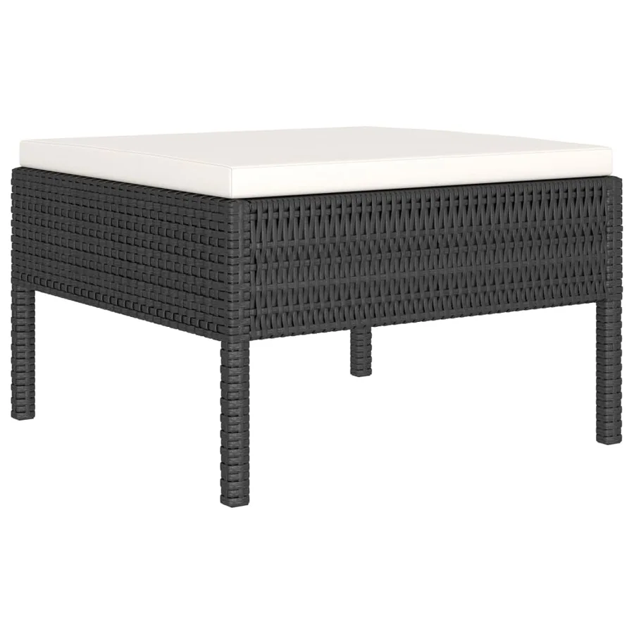 Salon de jardin 6 pcs avec coussins résine tressée noir - 5