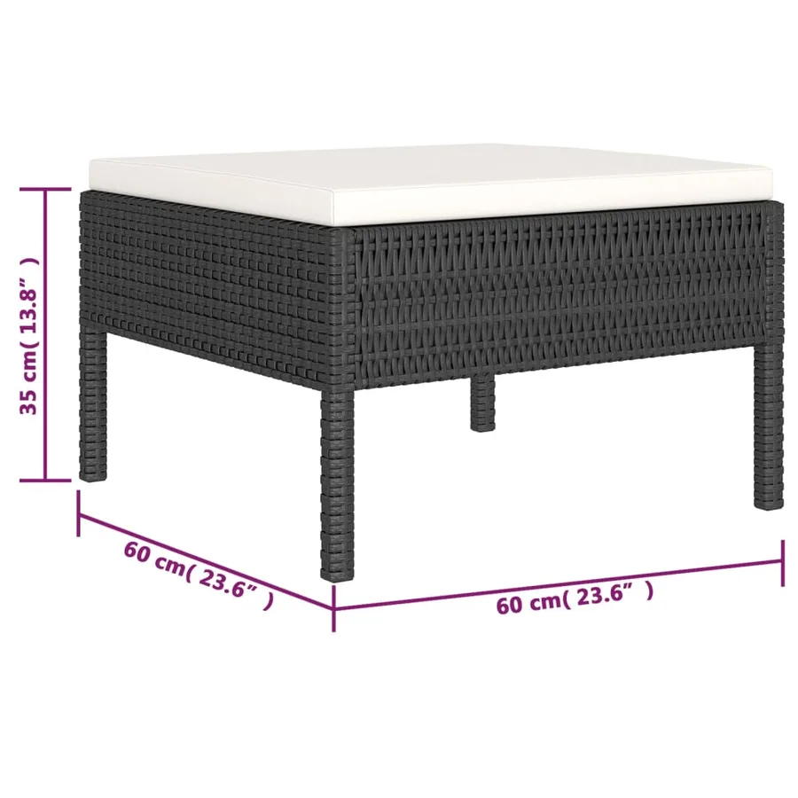 Salon de jardin 6 pcs avec coussins résine tressée noir - 8