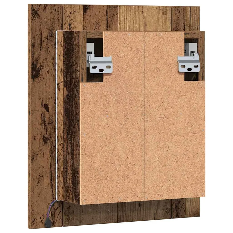 Armoire de salle de bain à miroir LED vieux bois 40x12x45 cm - 10