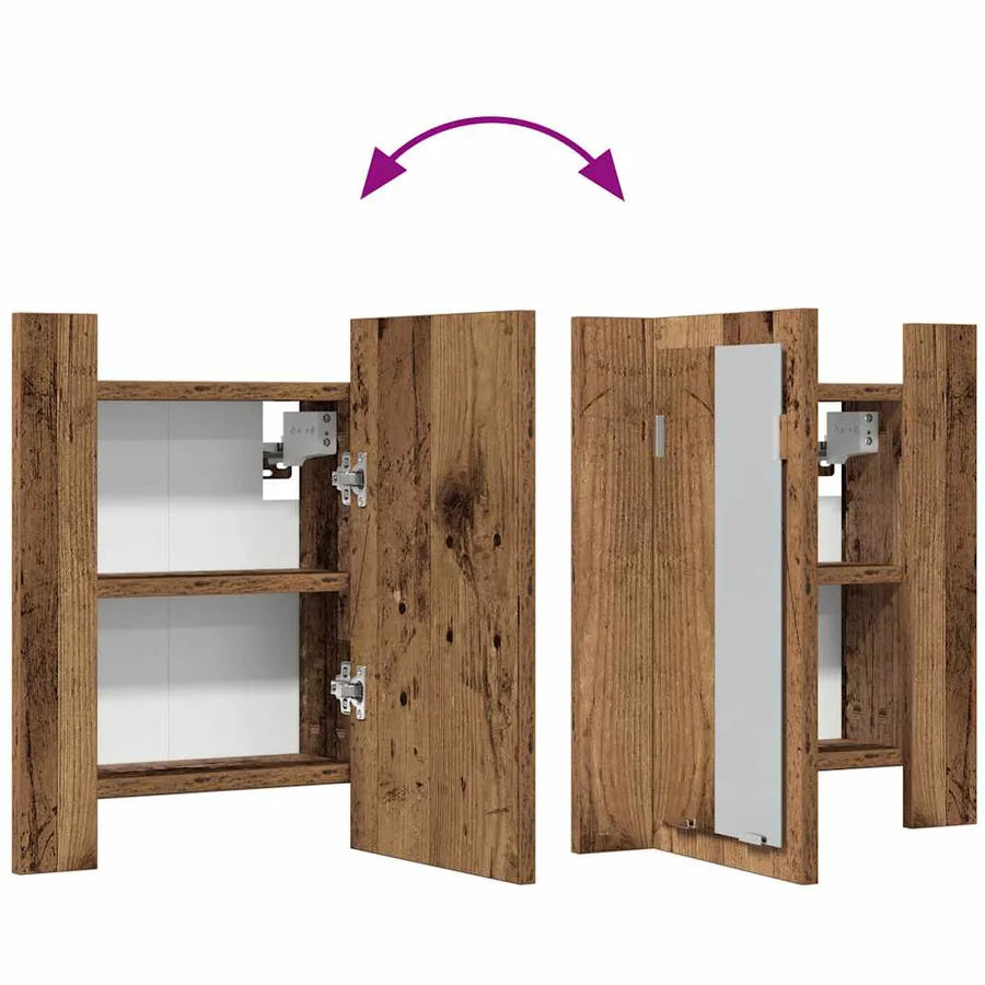 Armoire de salle de bain à miroir LED vieux bois 40x12x45 cm - 11