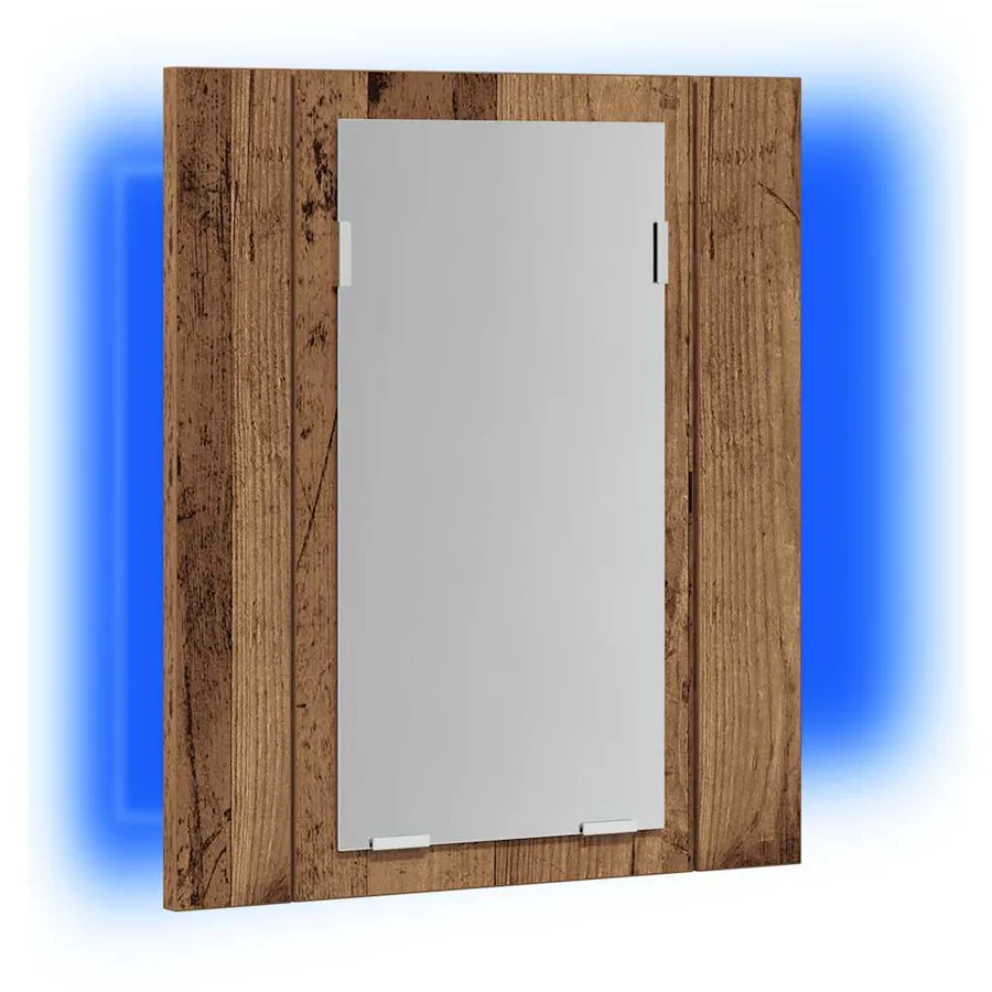 Armoire de salle de bain à miroir LED vieux bois 40x12x45 cm - 3