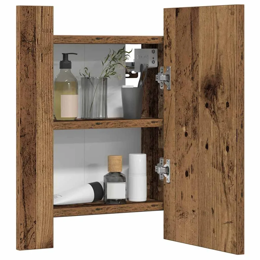Armoire de salle de bain à miroir LED vieux bois 40x12x45 cm - 5