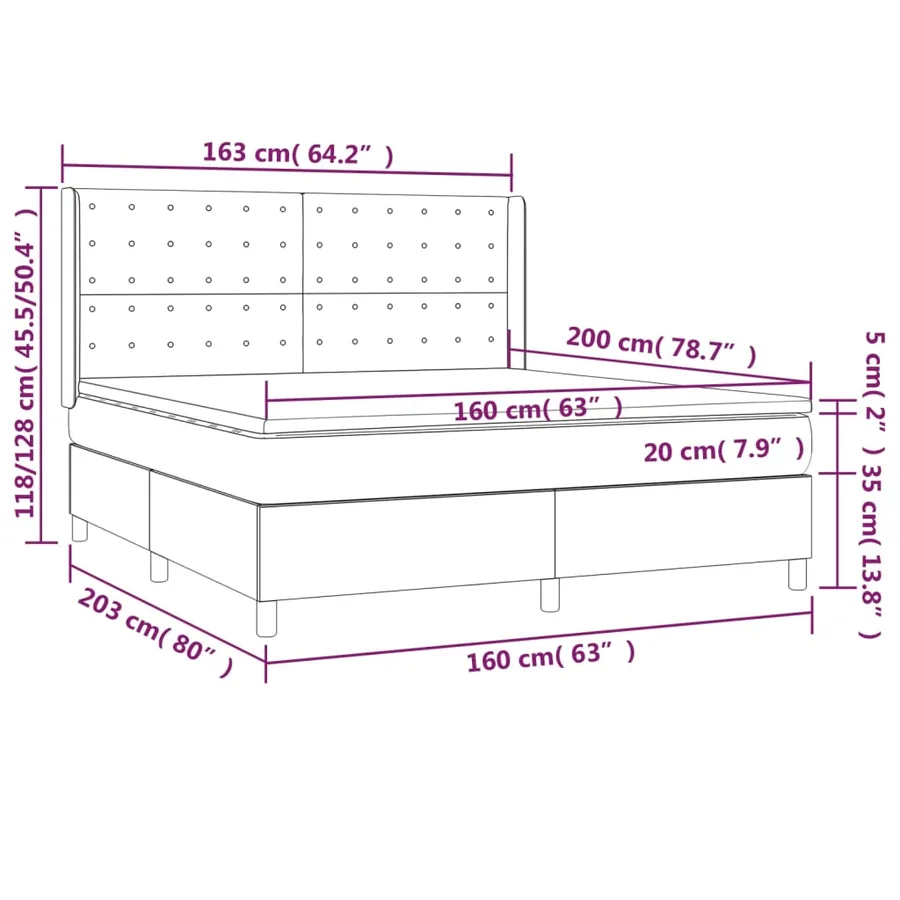 Sommier à lattes de lit avec matelas Gris clair 160x200cm Tissu - 7