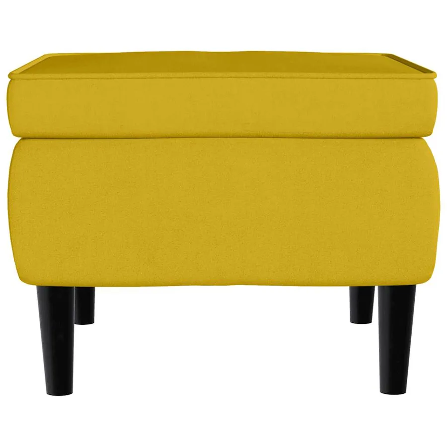 Fauteuil à oreilles avec tabouret jaune moutarde velours - 9