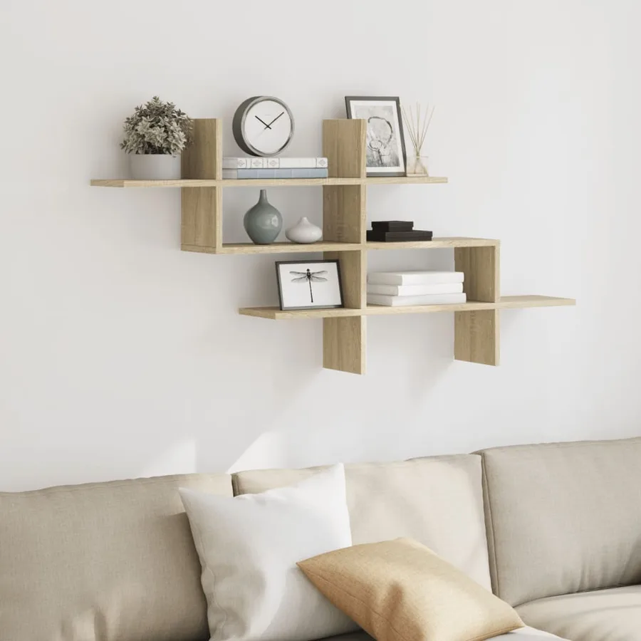 Étagère murale chêne sonoma 124,5x18x60,5 cm bois d'ingénierie - 3