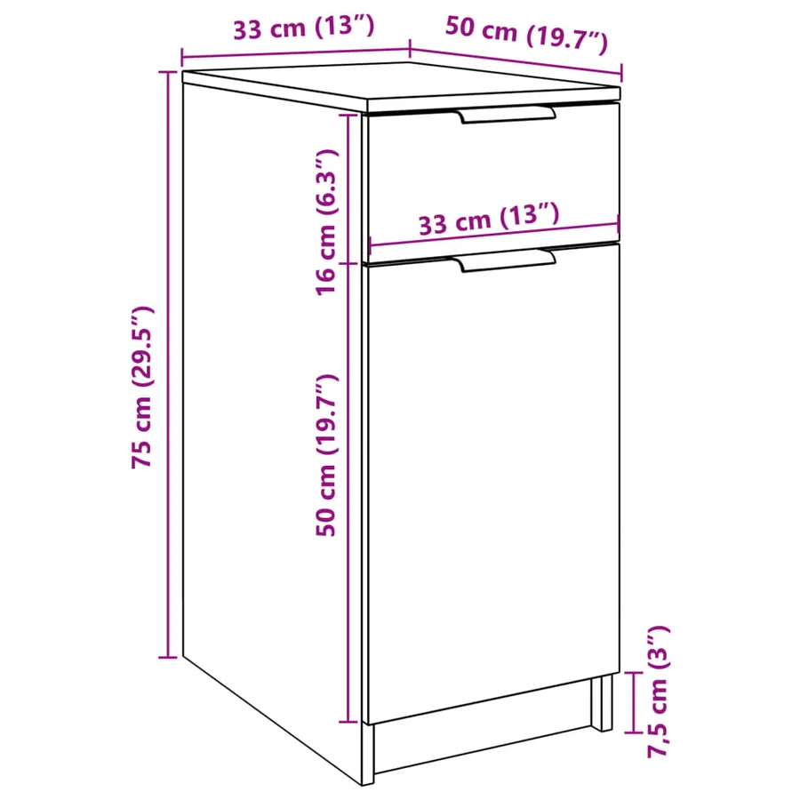Armoire de bureau vieux bois 33x50x75 cm bois d'ingénierie - 11