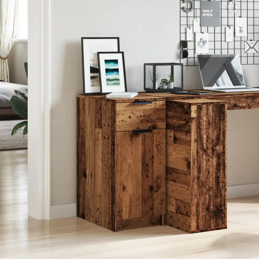 Armoire de bureau vieux bois 33x50x75 cm bois d'ingénierie - 3