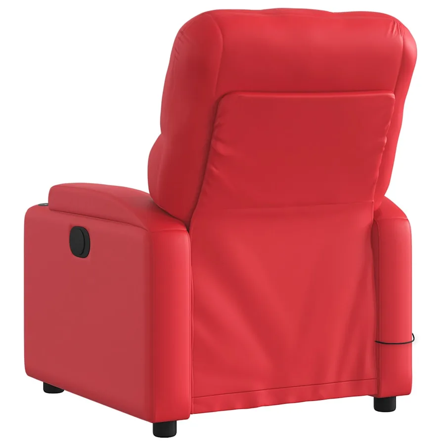 Fauteuil de massage inclinable électrique rouge similicuir - 5
