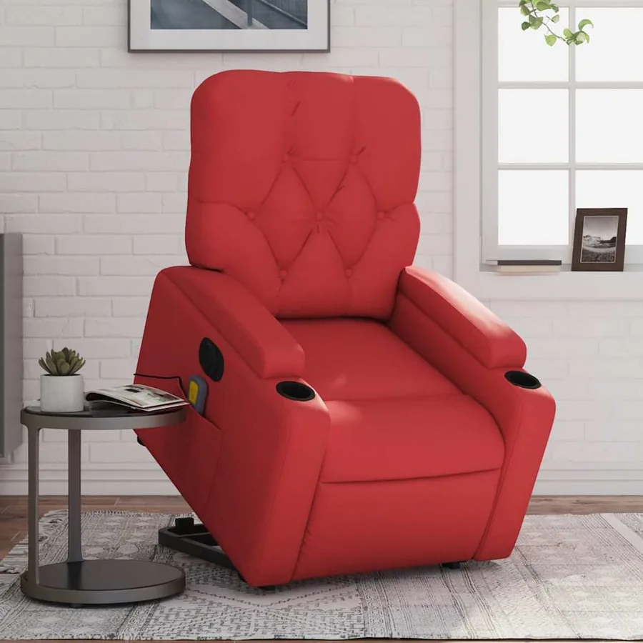 Fauteuil inclinable de massage électrique rouge similicuir