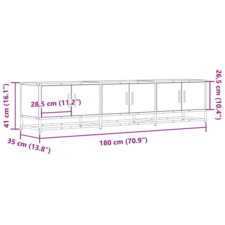 Meuble TV chêne sonoma 180x35x41 cm bois d'ingénierie - 10