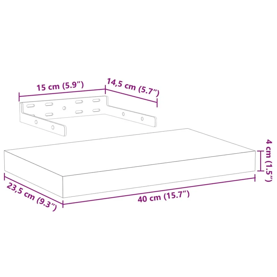 Étagères flottantes 2 pcs 40x23,5x4 cm bois d'ingénierie - 9