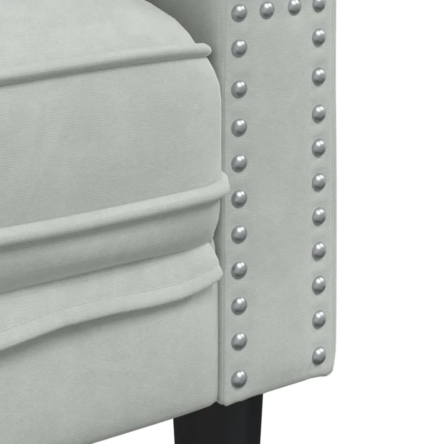 Canapé Chesterfield avec traversins 3 places gris clair velours - 7
