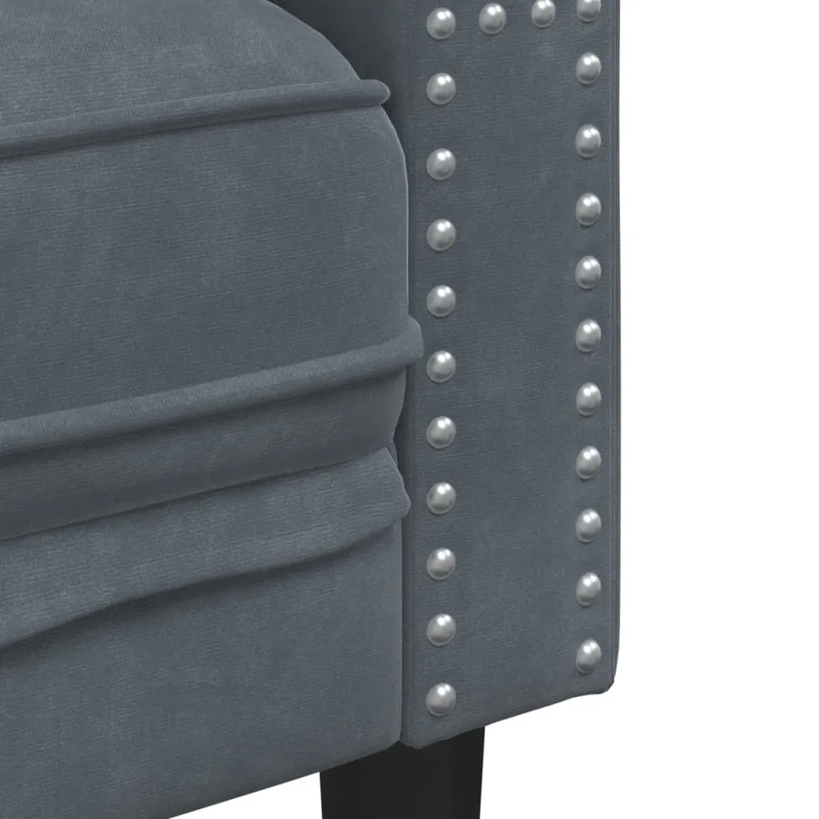 Ensemble de canapé Chesterfield et traversins 2 pcs gris foncé - 6