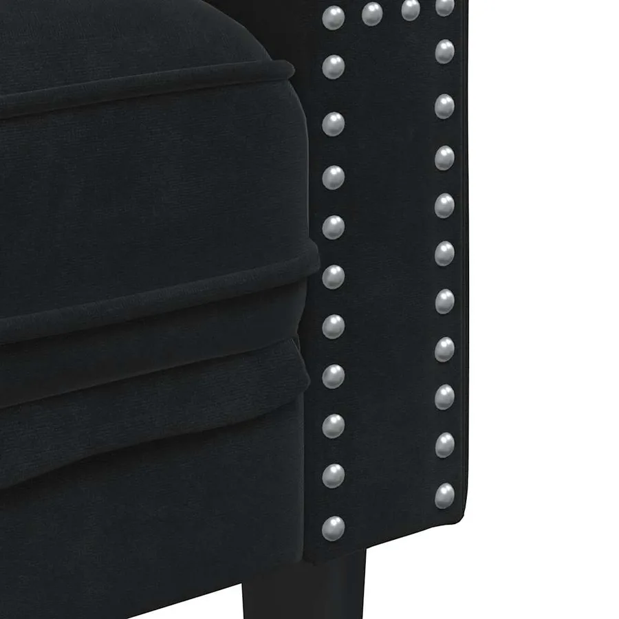 Ensemble de canapé Chesterfield et traversins 3pcs noir velours - 7