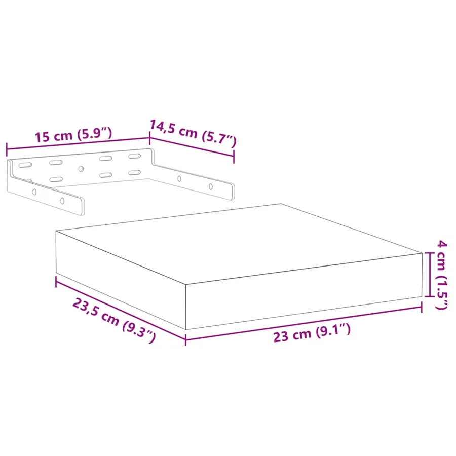 Étagères flottantes 4 pcs 23x23,5x4 cm bois d'ingénierie - 9