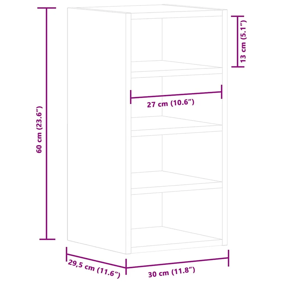Armoire suspendue "Riga" Noir 30 x 29,5 x 60 cm Bois d'ingénierie - 10